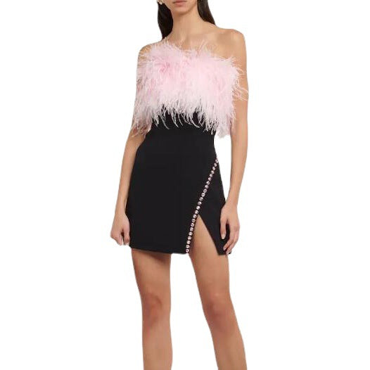 2024 New Breast-Boosted Hump Bird Woolen Dress Dress Dress Dress Dress For Sexy Forked Diamond