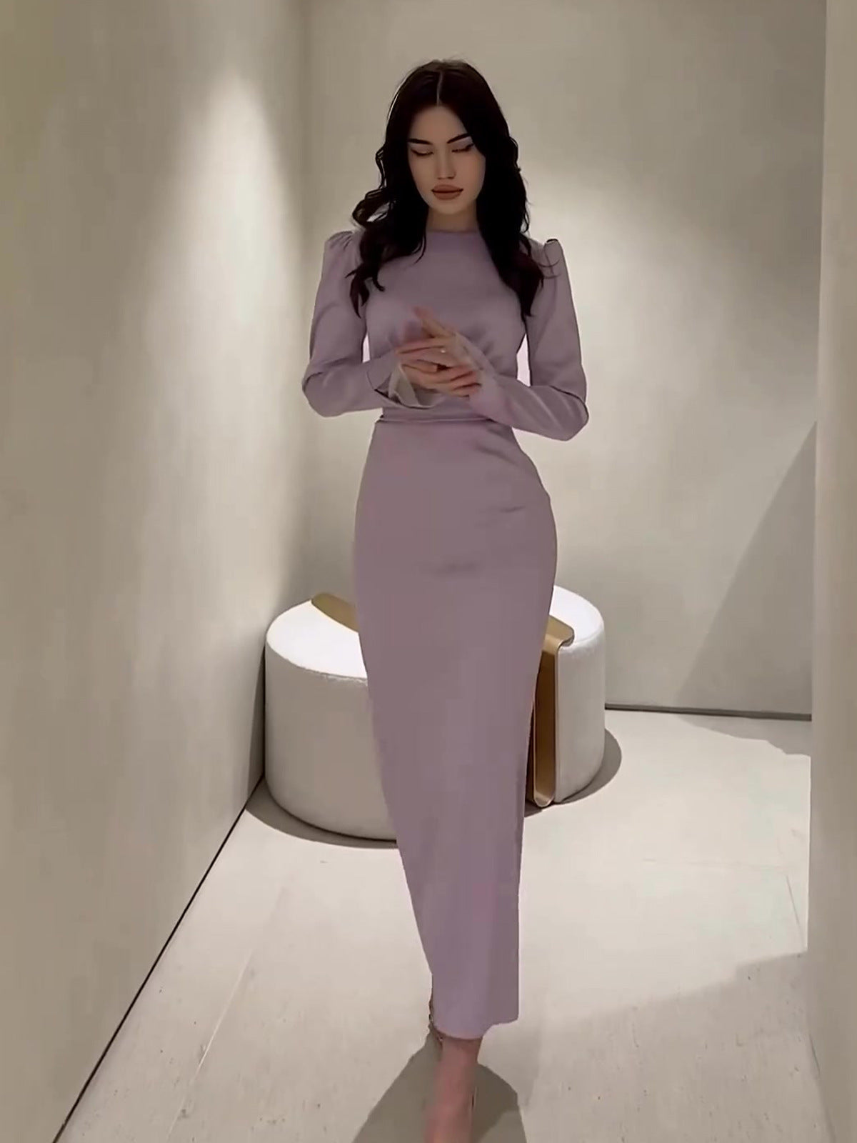 Folded And Folded In The Autumn Of 2025, The Lanky Long-Sleeved French Court Dress Woman