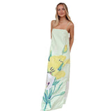 2025 New Solid Color Slingless Sleeveless Square Collar Open-Back Fork Dress