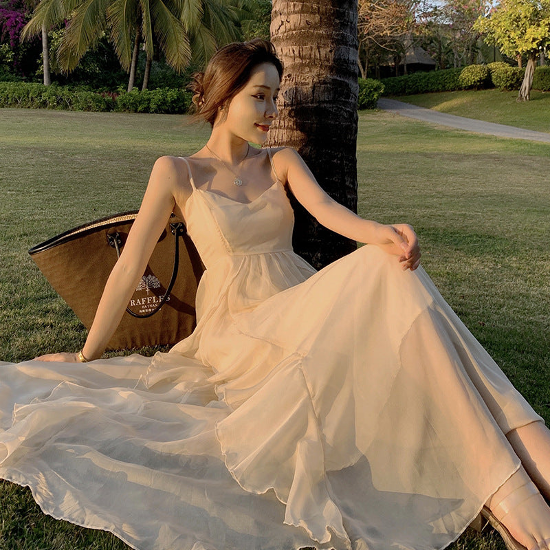 Dress Fairy Dress Long Summer Seaside Photo Clothes Holiday Super Fairy Haid With Sweet Sling Dress