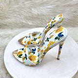 Summer Word Drag High Heel Shoes 12CM Tip Finger Fine Heel Sexy Printed Women's Shoes High Quality Shoes