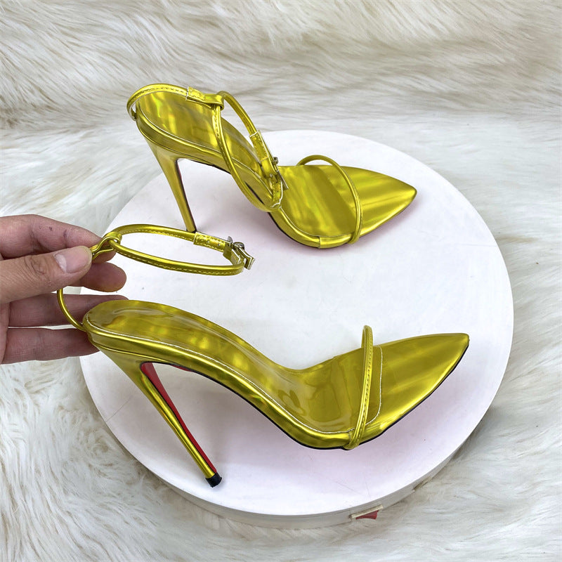 Word With Simple Sandals 12CM High Heel Sexy Fashion Large-Size Men's And Women's Backstring Shoes High Quality Shoes