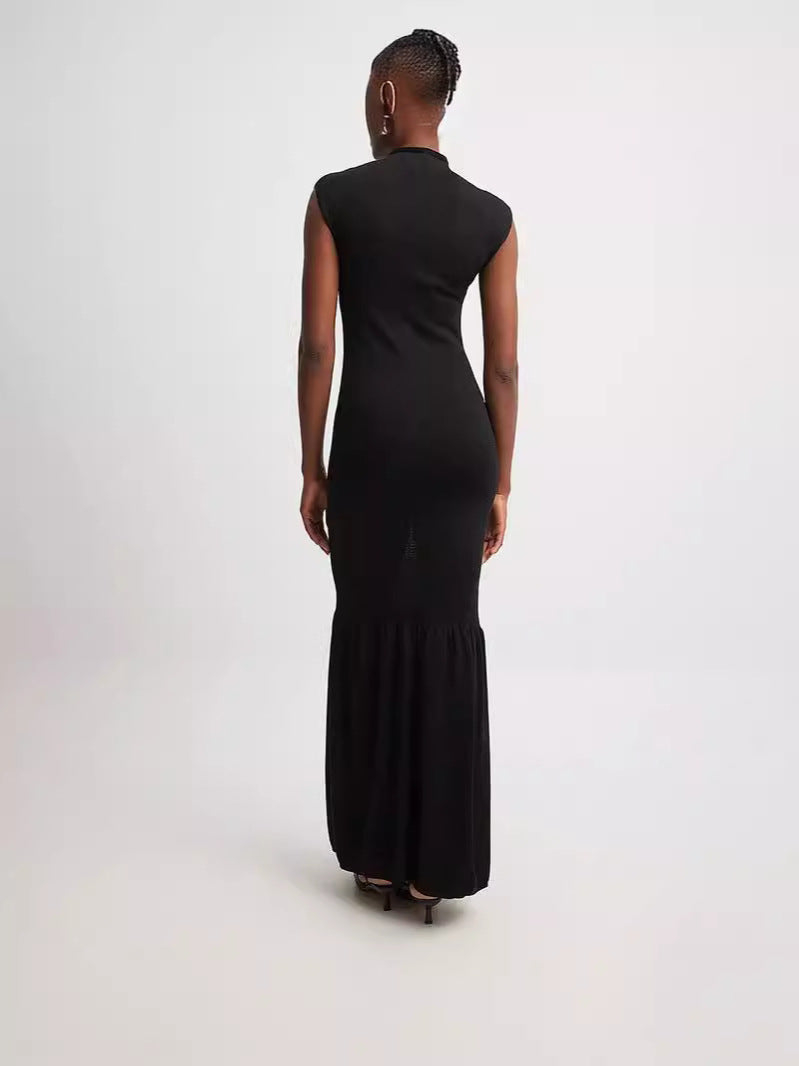 Summer New Fashion Round Collar Slim Slim Elegant Splicing Dress