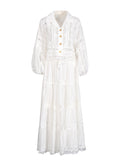Elegance Style Set 2025 New Empty-Turned-Necked Leaster Splicing Shirt + Half-Dress Suit Woman