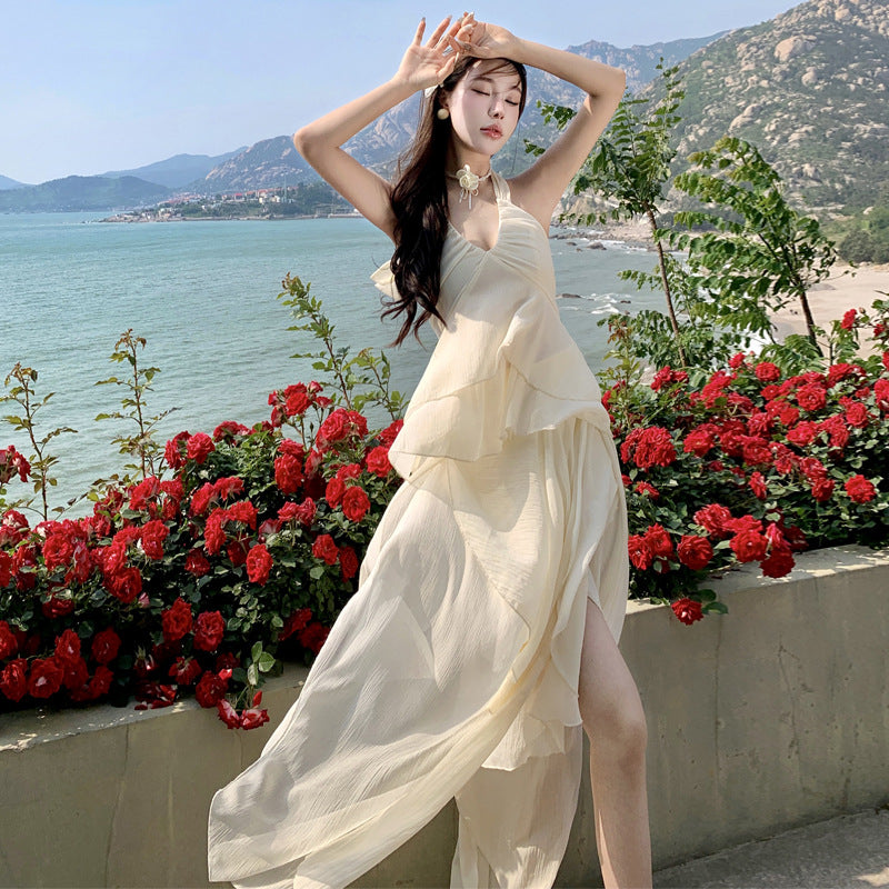 New Seaside Holiday Sling Suit Beach Photo Long Dress Summer