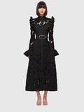 Of Australian Niche Brand Hollow Lace Trumpet Sleeve Goddess Temperament Long Dress Autumn