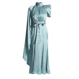 Famous Style Dress Women's Dress 2025 Spring New Collar Shoulder Fold Design Long-Sensely Fasting Skirt