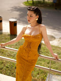 And Summer 2025 New Female Vietnamese Small Fish Bone Sling Net Yarn Dress To Collect Waist Thin Flower Dress Dress