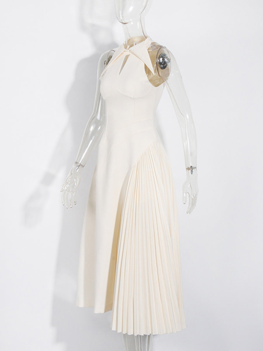 Feel Dress Woman 2025 New Vietnamese Style Design Feeling Waist Thin Sleeveless Splicing Long Dress