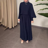 2024 New Middle East Loose Leisure Short Shawl Burqa Dress Two-Piece