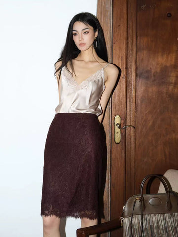 Zhao Sanguan Sexy Lace V Collar Thin Inside Cloth Plus Half-Body Dress Suit