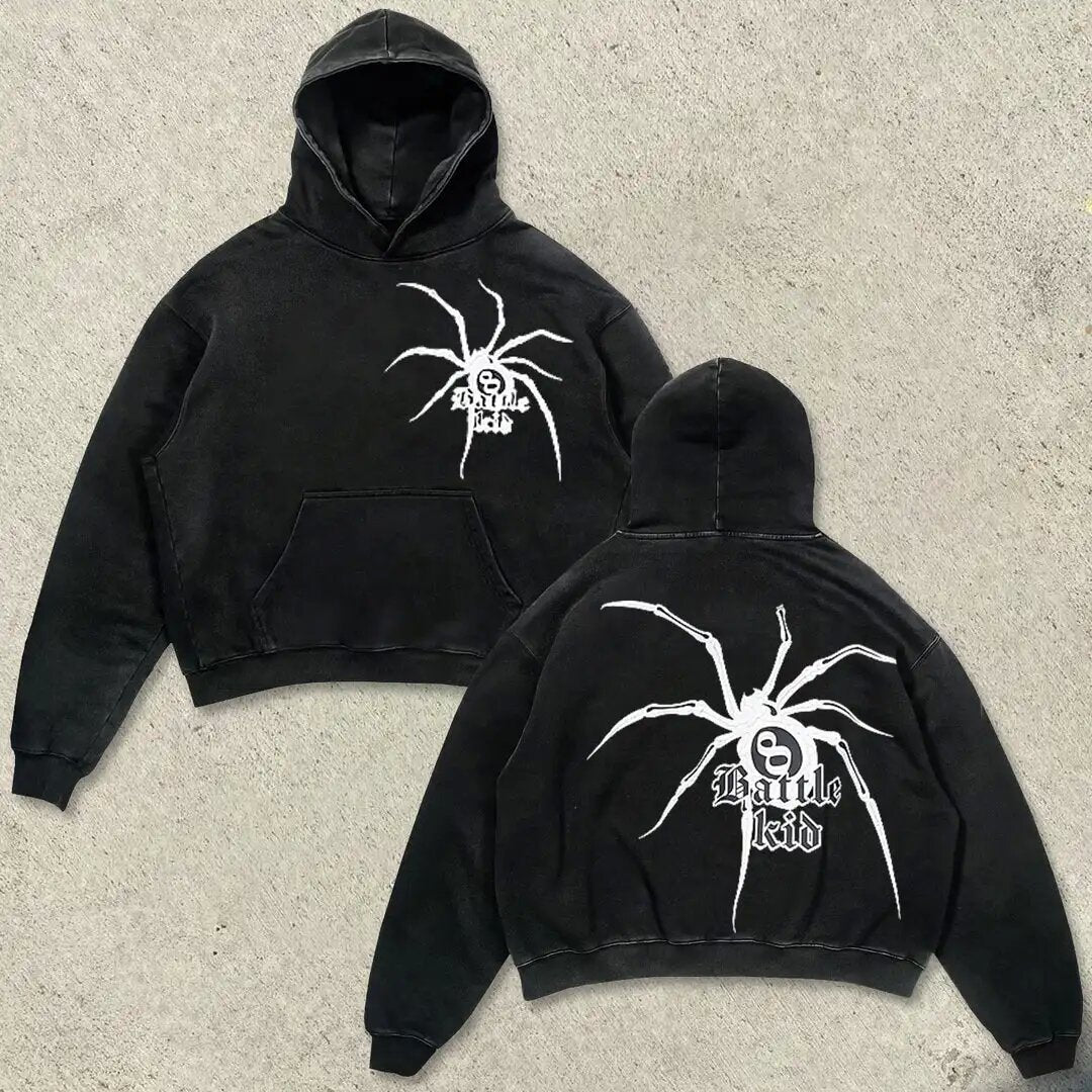 Fashion Vintage Skull Print Hoodie Y2k Couple Street Hoodie DJPT