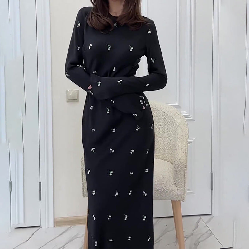 New Comfortable Fashion Round Wave Point Repair Waist Long Dress