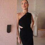 2025 New Solid Color Sleeveless Sleeveless Open Side-Bag Hip Repair Dress
