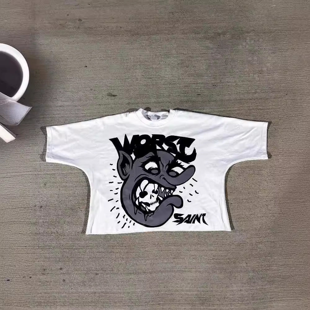 Men's T-Shirt Oversized Graphic Gothic Harajuku Short Sleeve Men's T-Shirt Y2k Top Punk T-Shirt DJPT