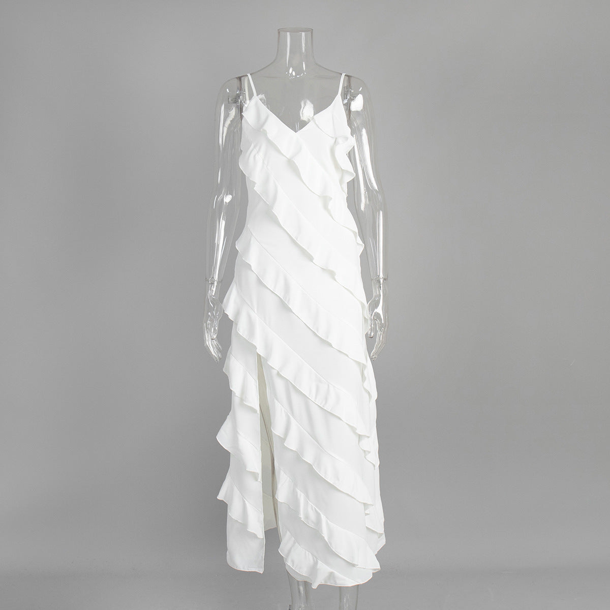 Of Lotus Edges Long Dress 2025 Summer New Sexy Open Fork Body Dress HZ0628