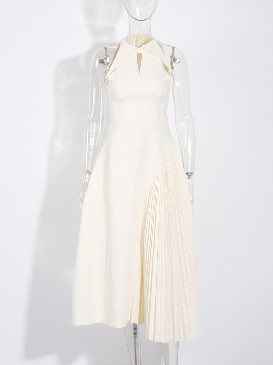 Feel Dress Woman 2025 New Vietnamese Style Design Feeling Waist Thin Sleeveless Splicing Long Dress