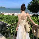 Holiday Wind Two Sets Of Women's Summer 2024 New Hollow Lavender Sling Dress