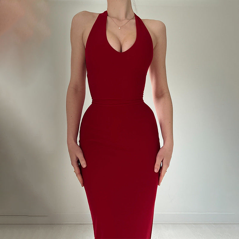 2025 New Solid Color Sling Hanging Neck U Tie With Open Skirt