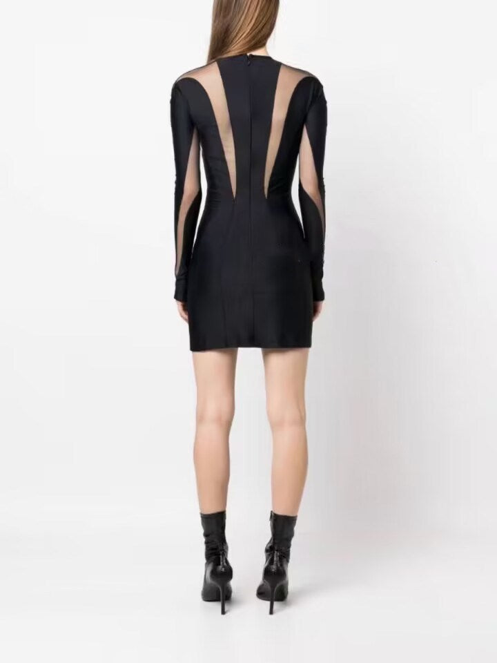 Of Small Black Dress Niche 2025 Autumn And Winter Fashion Trend Mesh Splicing Body And Hip Dress Skirt