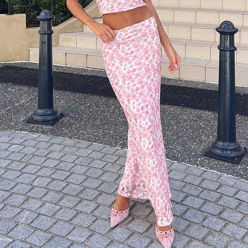 Summer 2025 New Women's Clothing Fashion Casual Floral Vest Half-Skirt Suit Women DJPT