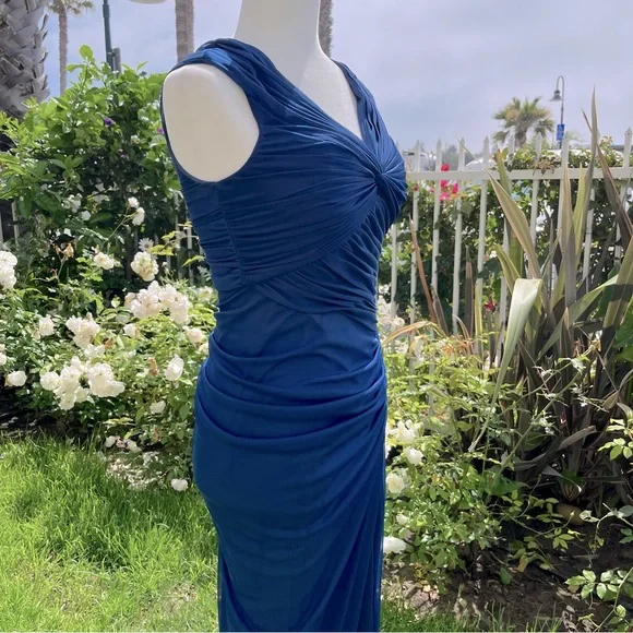 Fashion Mermaid V Neckline Navy Blue Floor Length Evening Dress Prom Dresses SD1881 HZ0628