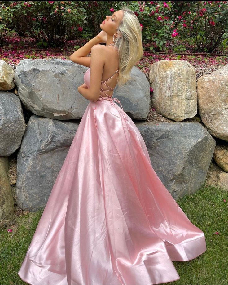 A Line Spaghetti Straps Backless Sleeveless Long Prom Dresses Formal Evening Dress SD1416 HZ0628