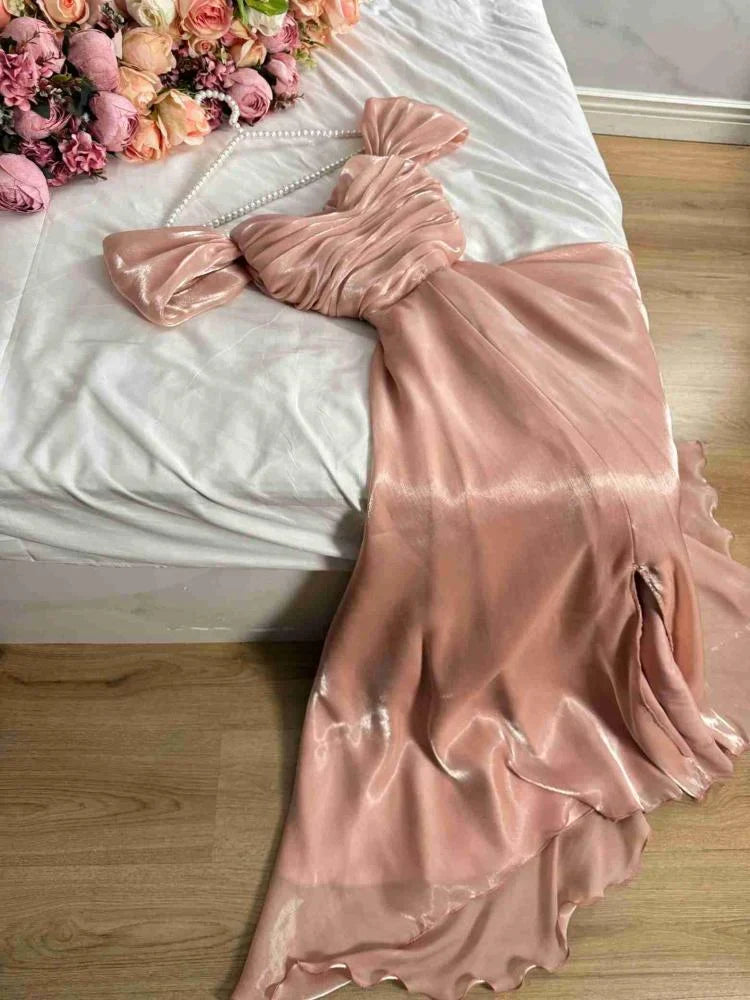 A Line Off The Shoulder Burgundy Satin Evening Gown Prom Dresses SD1426 HZ0628