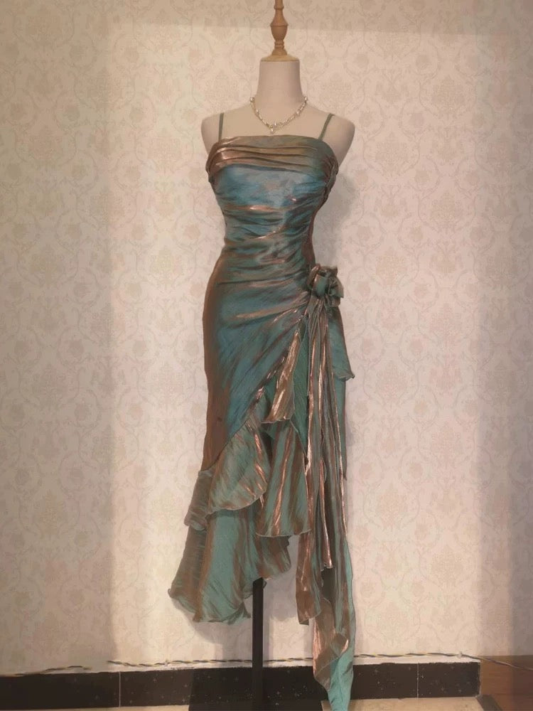 Mermaid Spaghetti Straps High Low Party Dress Prom Dresses SD2820 HZ0628