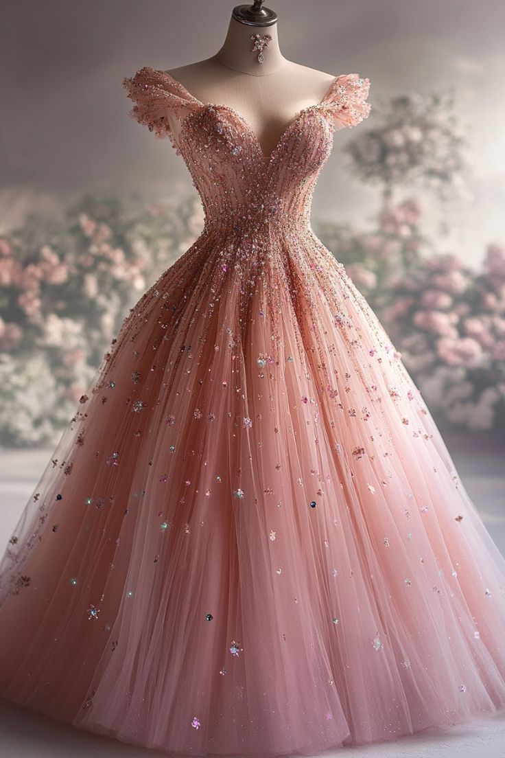 Ball Gown Off The Shoulder Pink Tulle Party Dress Long Prom Dress Evening Dresses SD1768 HZ0628