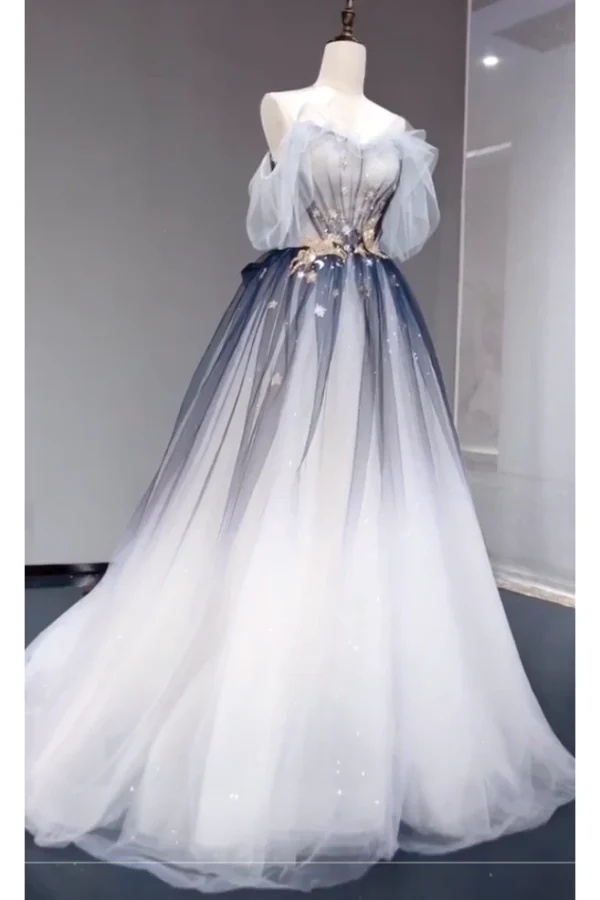 Ball Gown Off The Shoulder Tulle Party Dress Long Prom Dress Evening Dresses SD1791 HZ0628