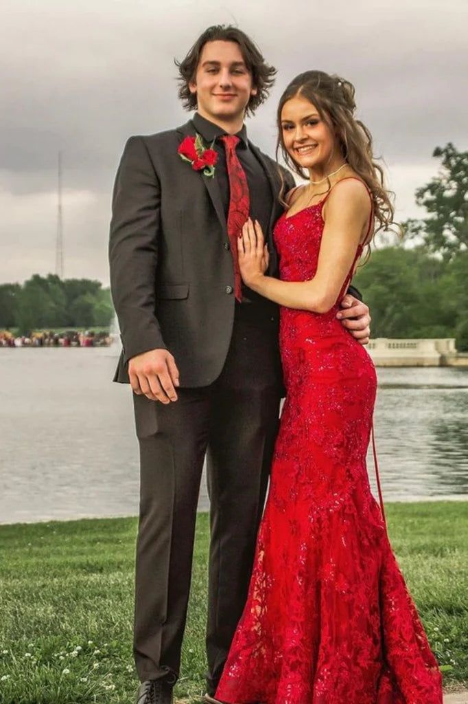 Mermaid Spaghetti Straps Burgundy Backless Prom Dresses Long Party Dress SD2270 HZ0628