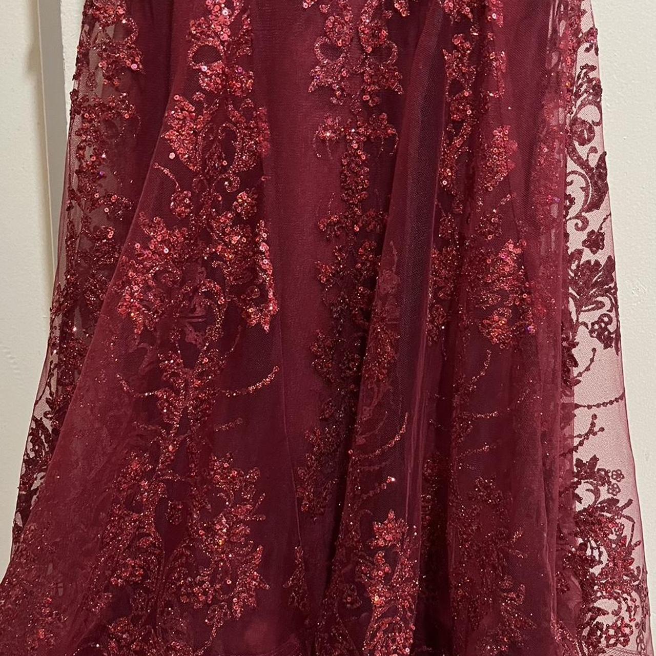 Mermaid Spaghetti Straps Burgundy Lace Prom Dresses Long Party Dress SD2287 HZ0628