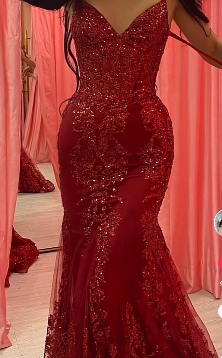 Mermaid Spaghetti Straps Burgundy Lace Prom Dresses Long Party Dress SD2287 HZ0628