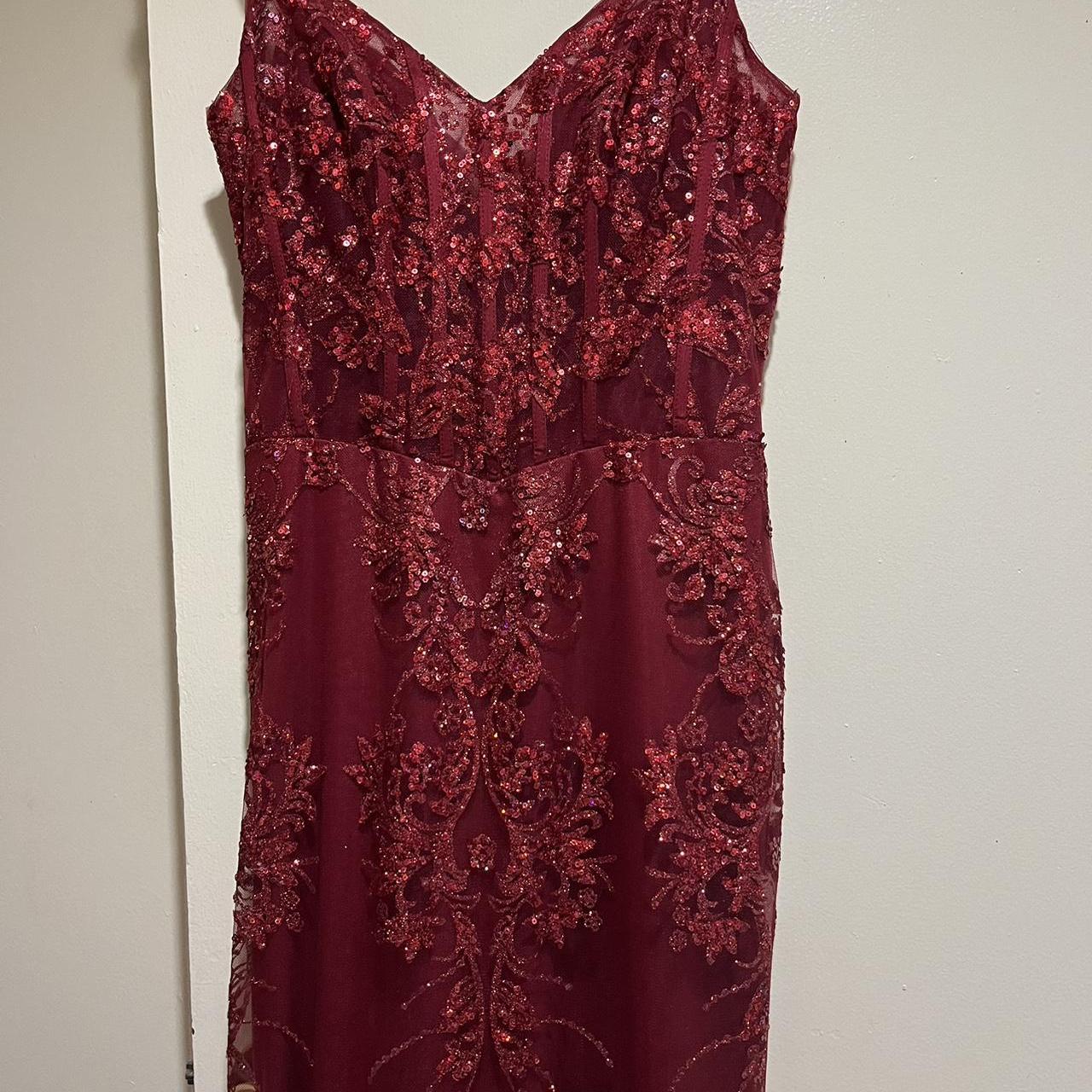 Mermaid Spaghetti Straps Burgundy Lace Prom Dresses Long Party Dress SD2287 HZ0628