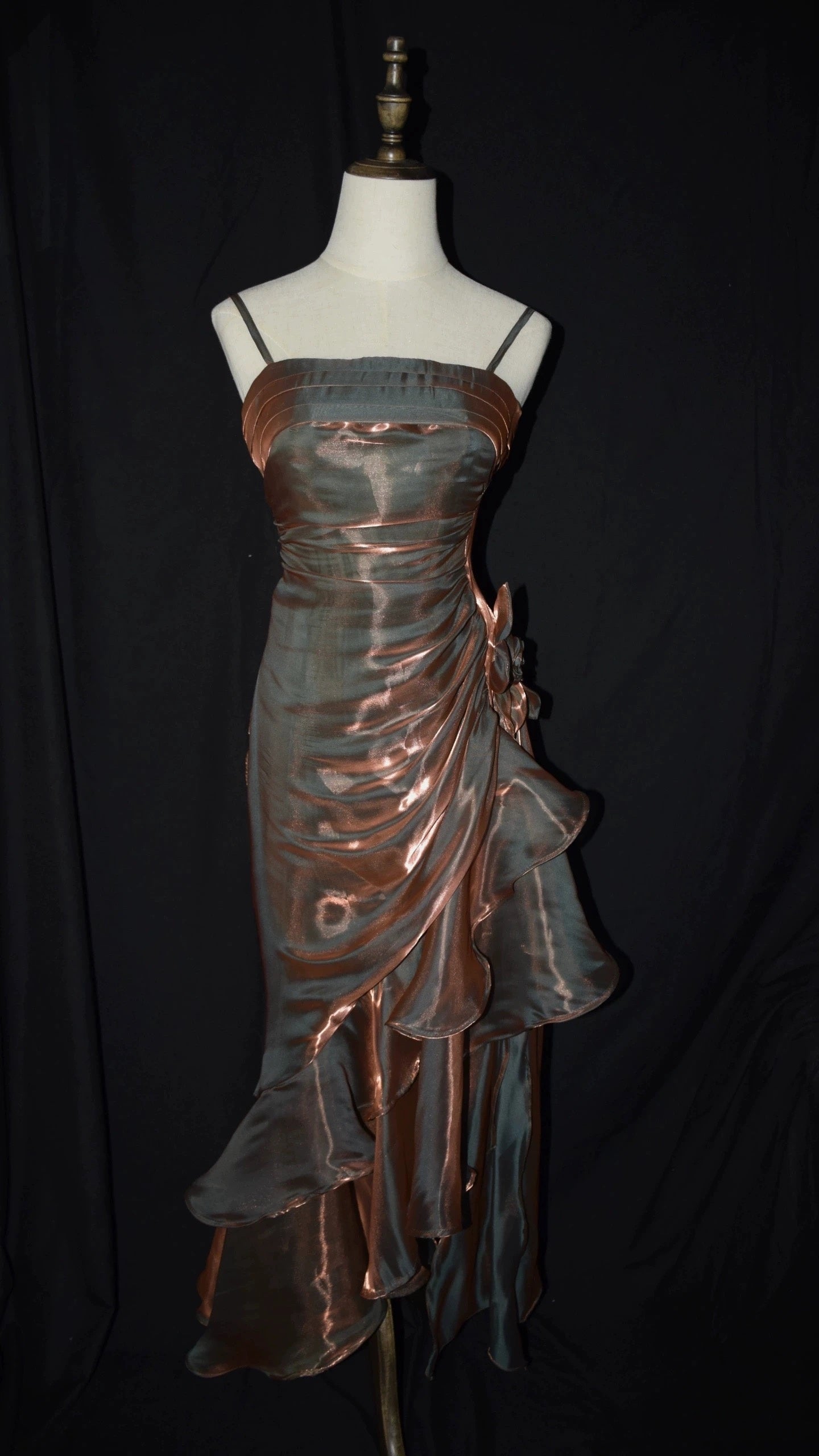 Mermaid Spaghetti Straps Satin Long Party Dress Prom Dresses S2806 HZ0628