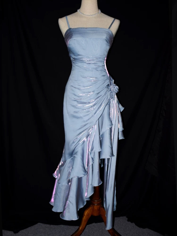Mermaid Spaghetti Straps Satin Long Party Dress Prom Dresses S2806 HZ0628