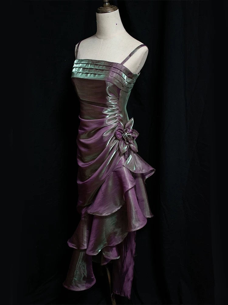 Mermaid Spaghetti Straps Satin Long Party Dress Prom Dresses S2806 HZ0628