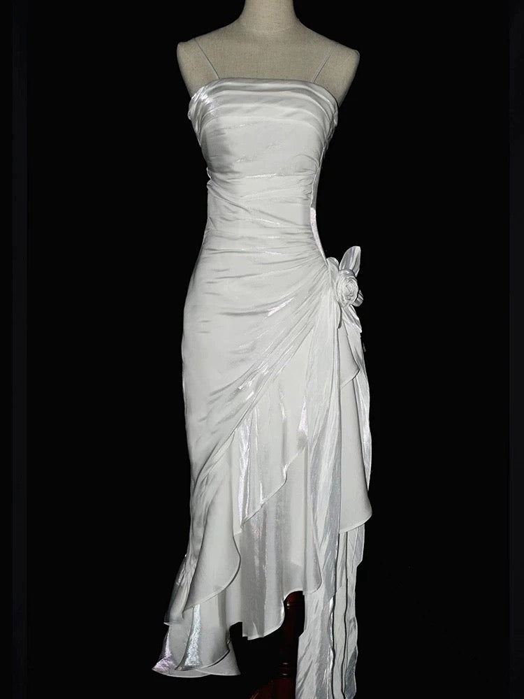 Mermaid Spaghetti Straps Satin Long Party Dress Prom Dresses S2806 HZ0628