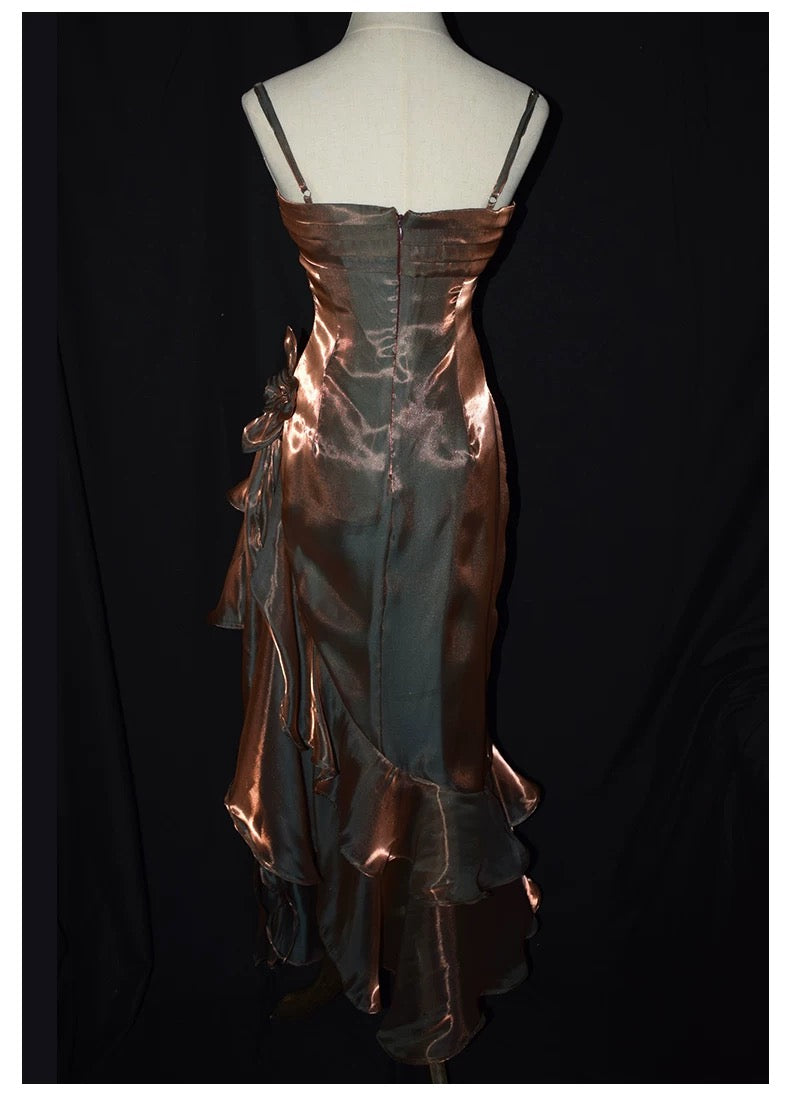 Mermaid Spaghetti Straps High Low Party Dress Prom Dresses SD2820 HZ0628