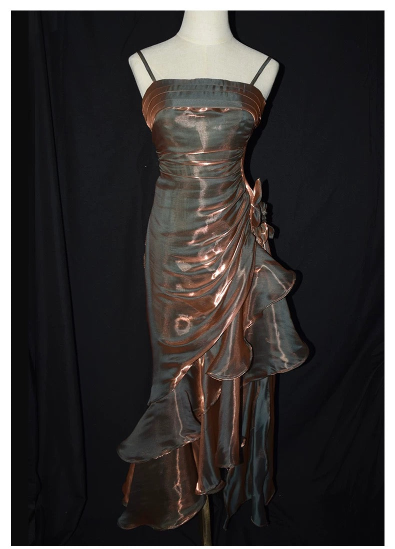 Mermaid Spaghetti Straps High Low Party Dress Prom Dresses SD2820 HZ0628