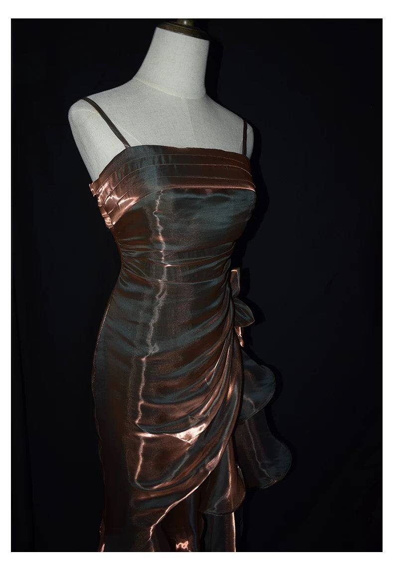 Mermaid Spaghetti Straps High Low Party Dress Prom Dresses SD2820 HZ0628