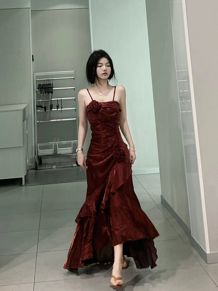 Mermaid Spaghetti Straps Long Party Dresses Birthday Outfits SD2950 HZ0628
