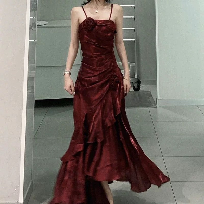 Mermaid Spaghetti Straps Long Party Dresses Birthday Outfits SD2950 HZ0628