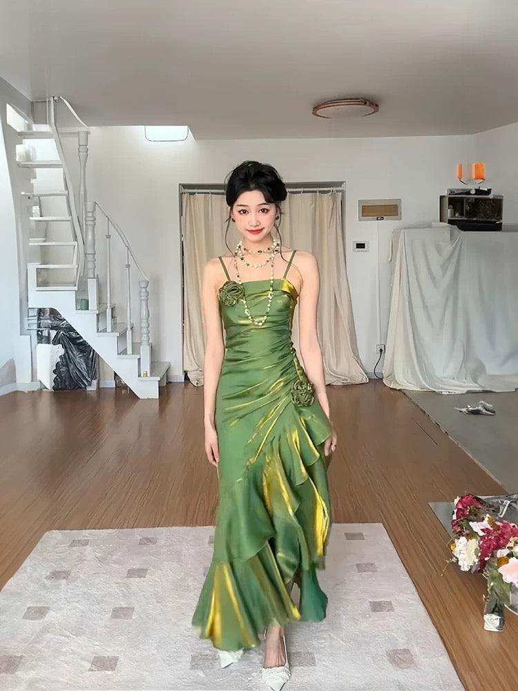 Mermaid Spaghetti Straps Long Party Dresses Birthday Outfits SD2950 HZ0628