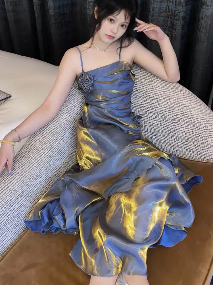 Mermaid Spaghetti Straps Long Party Dresses Birthday Outfits SD2950 HZ0628