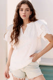 Notched Short Sleeve Blouse DJPT