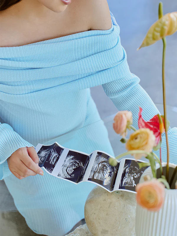 Blue Knit Ruched Off Shoulder Flare Sleeve Bodycon Elegant Cocktail Party Gown Maternity Photoshoot Baby Shower Maxi Dress Maternity