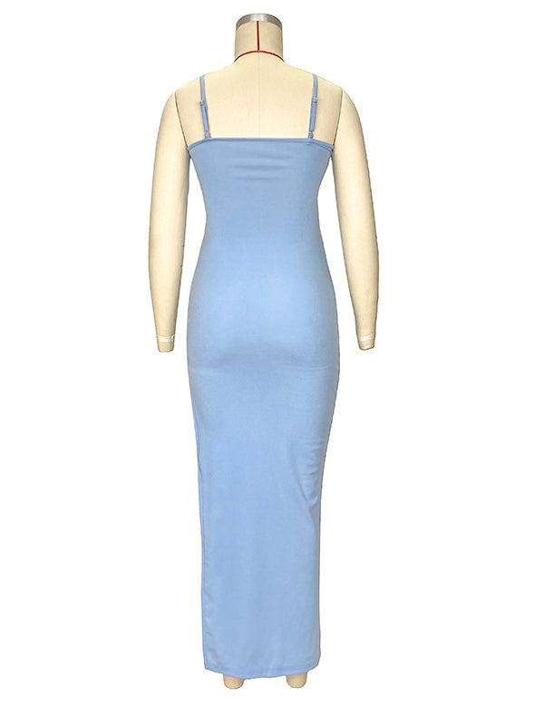 Spaghetti Strap Off Shoulder Feather Splicing Side Slit Bodycon Party Maternity Maxi Dress Maternity