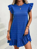 Size Ruffled Flutter Sleeve Textured Mini Dress Plus Size DJPT
